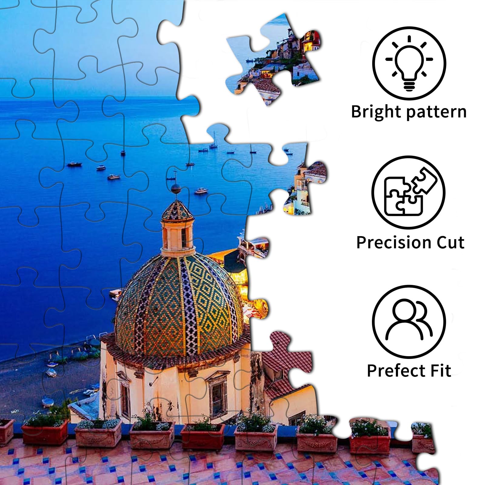 1000 Piece Jigsaw Puzzle for Adults - Impossible Colorful Bridge Puzzle Game, Family Brain Teaser, Positano Twilight Fantasy Art - Perfect for Relaxation, Stress Relief & Family Bonding Time