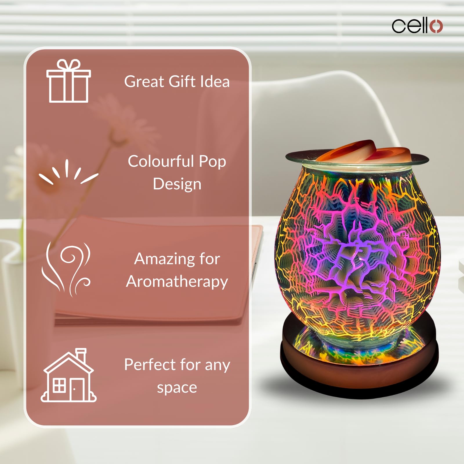 3D Touch Cello Electric Wax Burner with Lightning Fast Heating - Perfect for Home Aromatherapy, Office Relaxation & Spa Treatments