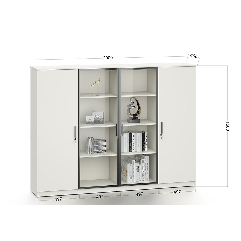Aspen 200cm White Display Wall Unit - Modern Shelving for Living Room, Bedroom & Office Storage
