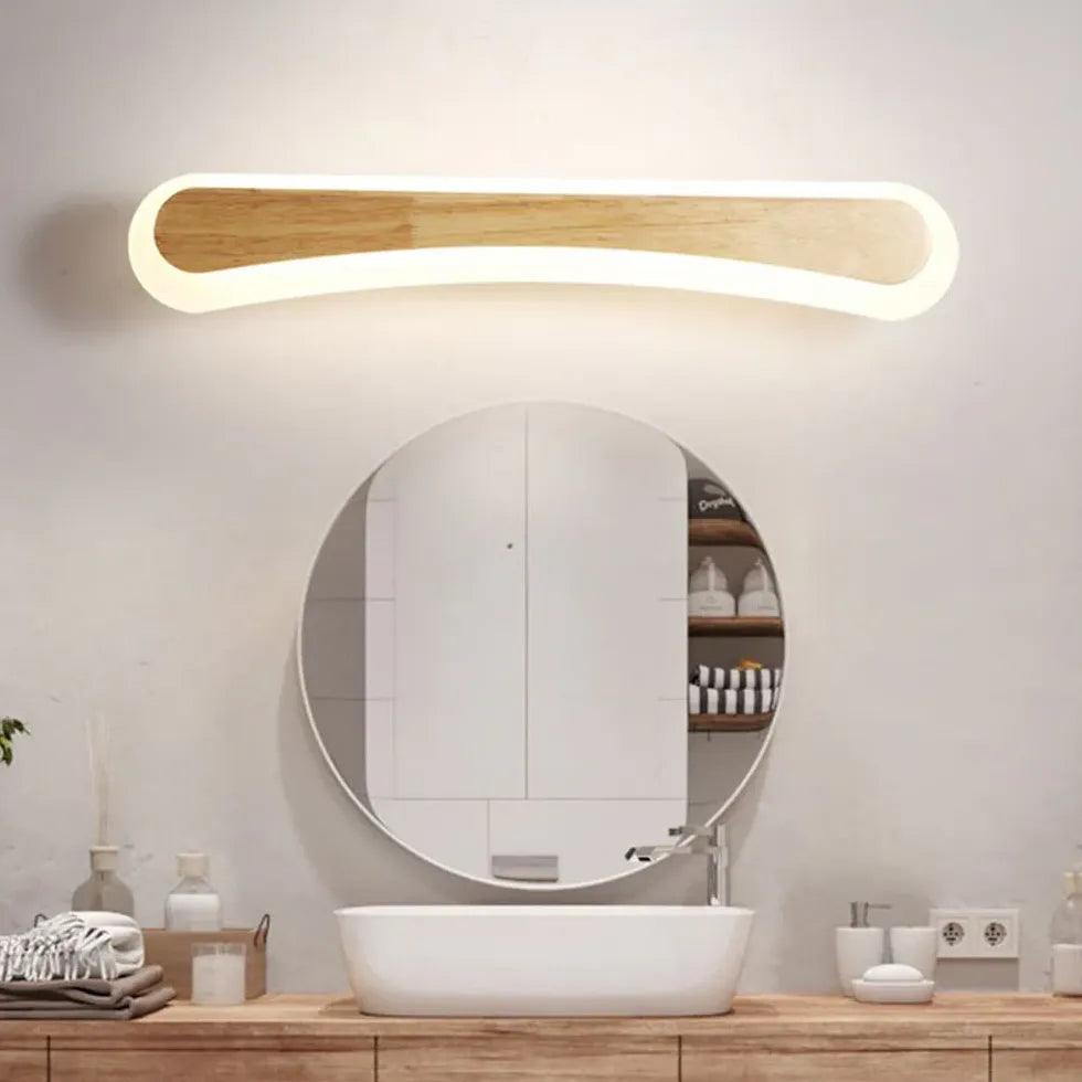 Minimalist Vanity Wooden LED Mirror Lights with Dimmable Touch Control - Perfect for Makeup, Dressing Room & Bathroom Decor