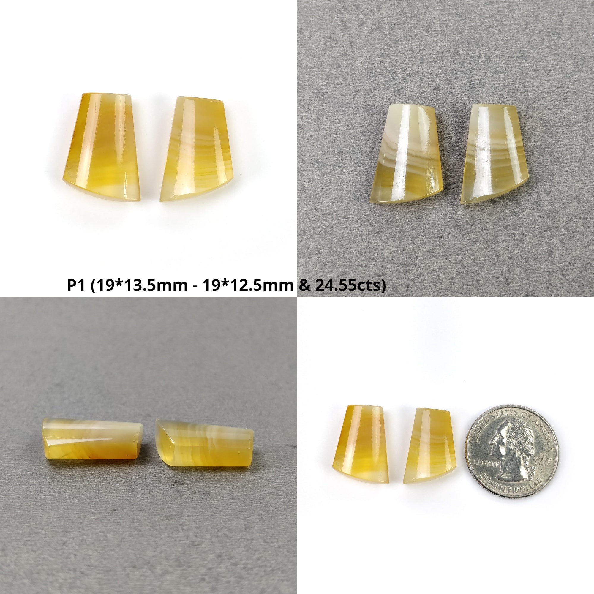 Natural Botswana Agate Gemstone Cabochon - Untreated Bi-Color Agate Pendant Stone, 2pcs - Handmade Jewelry Making Supplies for Necklaces, Rings & DIY Crafts