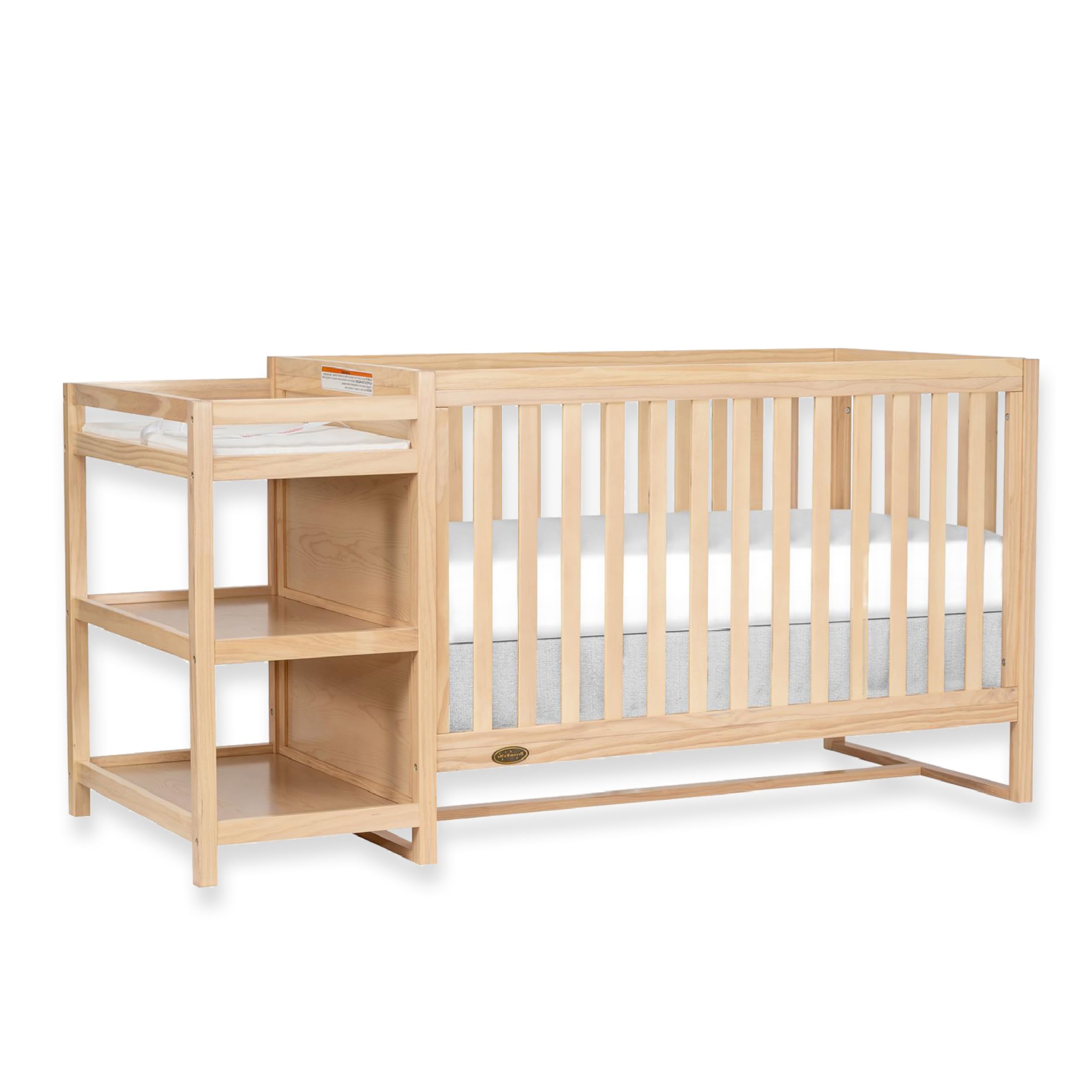 Dream On Me Milo 5-in-1 Convertible Crib & Changing Table with Free Changing Pad - Vintage White Oak Finish, 3 Adjustable Mattress Heights, Non-Toxic Pinewood | Nursery Furniture for Baby's Bedroom & Daycare Centers