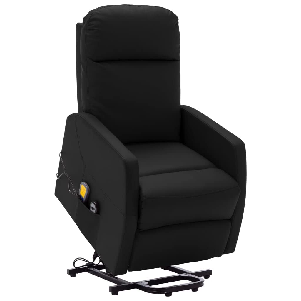 Premium Black Faux Leather Reclining Massage Chair - Ergonomic Relaxation for Home, Office & Reading - Fatigue Relief & Stand-Up Recliner with Lumbar Support