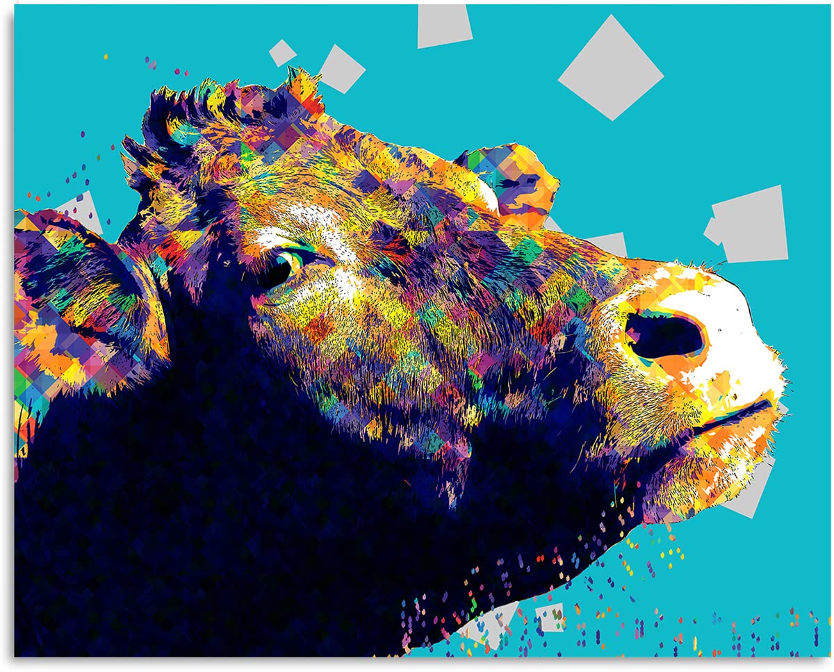 Vibrant Cow Wall Art - Farmhouse Decor for Kitchen & Living Room