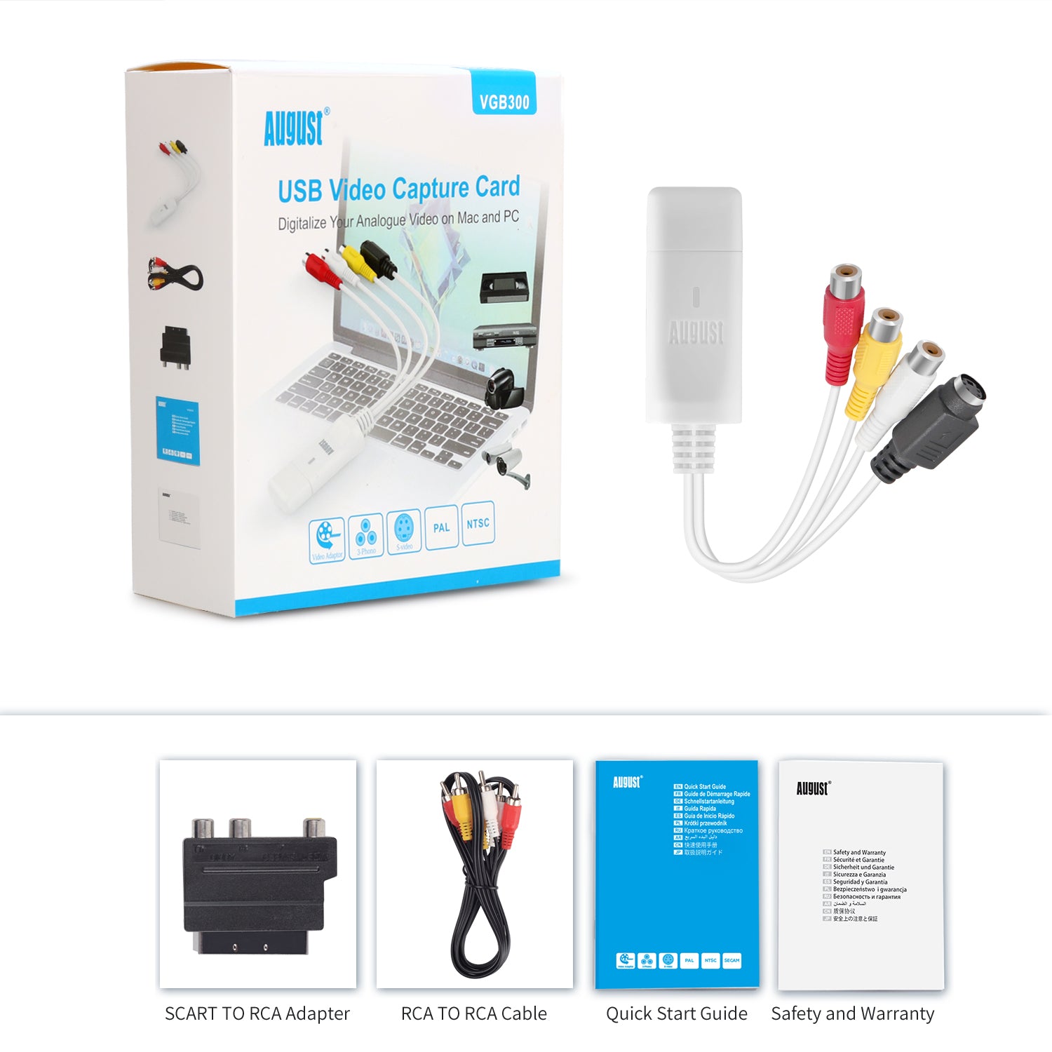 VHS to DVD Digital Video Converter - VGB300 USB 2.0 Video Capture Device for Windows & Mac | Convert Old Tapes to Digital Files for Home Movies & Archiving