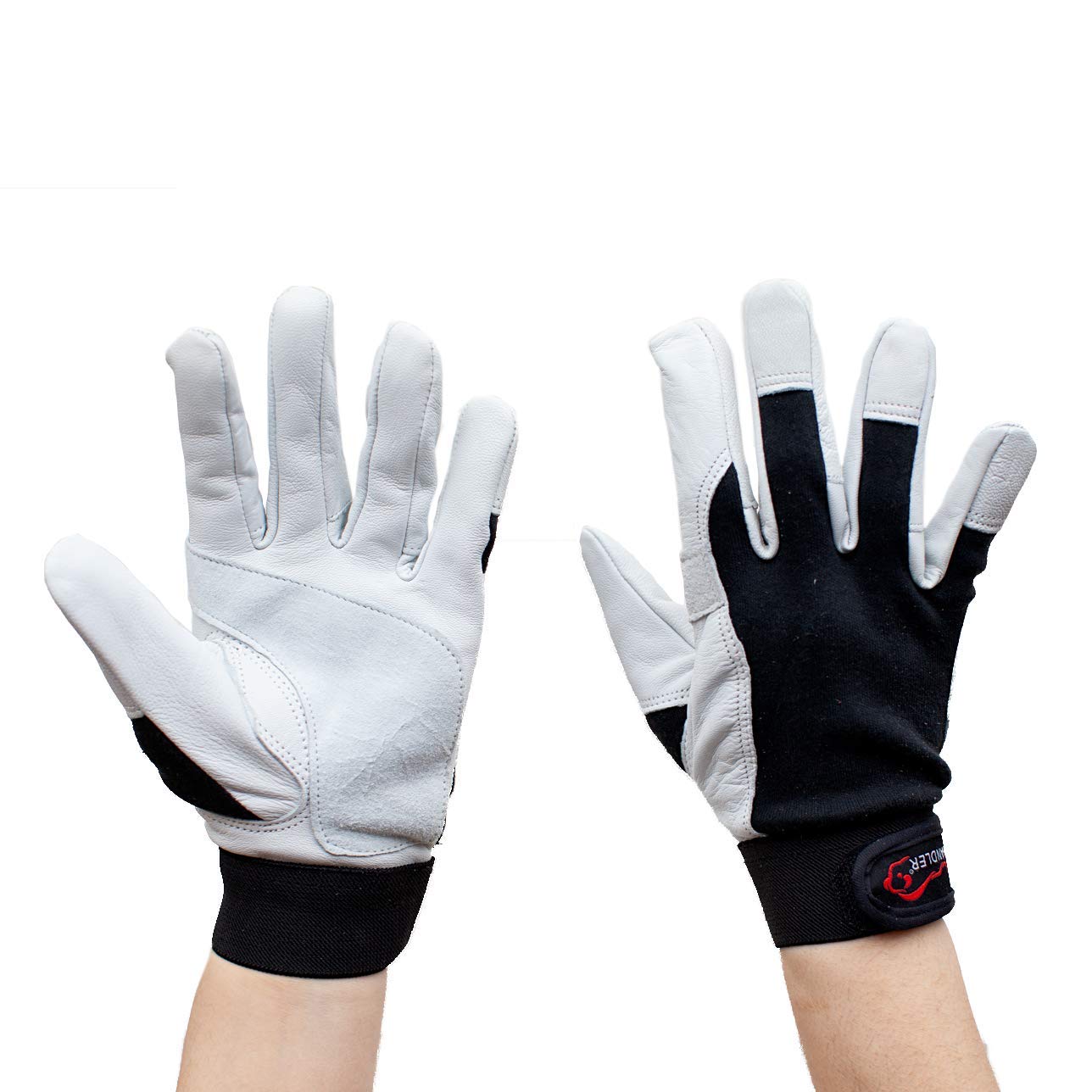 Keystone Reinforced Work Gloves - Double Palm Protection, Breathable Stretch Fabric, Secure Hook & Loop Closure - Premium Goat Leather for Construction, Landscaping & DIY Projects (Size L/XL, 10 Pairs/20 Gloves)