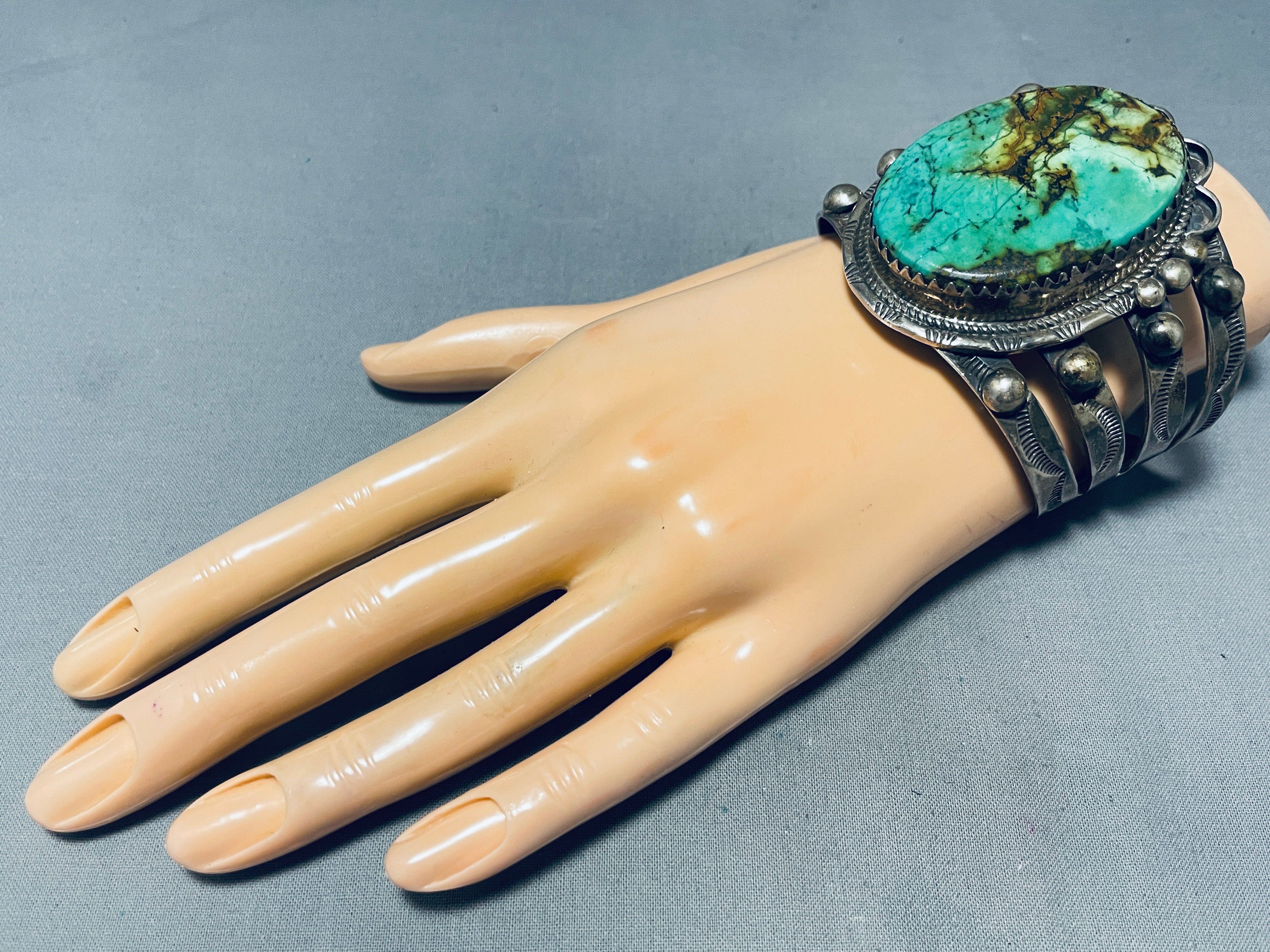 117 Gram Stunning Vintage Native American Navajo Royston Turquoise Sterling Silver Bracelet - Handcrafted Jewelry for Boho Fashion & Special Occasions