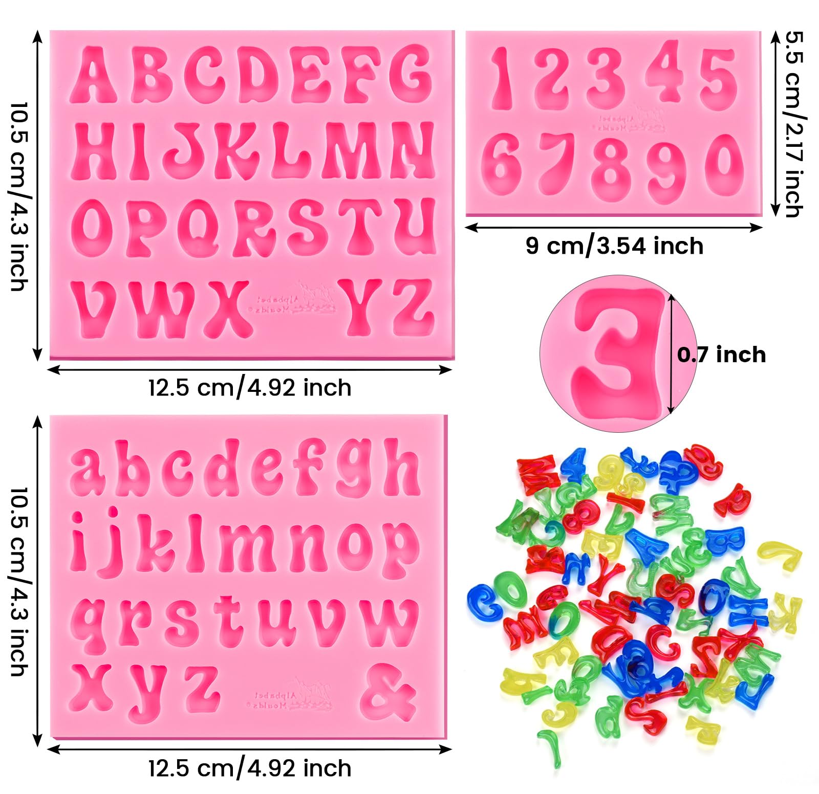 YGAOHF Silicone Alphabet Chocolate Molds Set - 3PCS Letter Molds for Breakable Hearts, Candy, Gummy, Ice Cubes & Resin - Perfect for DIY Baking, Cake Decorating, Party Favors & Gift Making