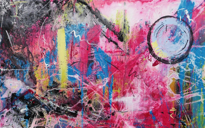 Abstract Pink Blue Pastel Wall Art - Modern Canvas Painting for Living Room, Bedroom & Office Decor