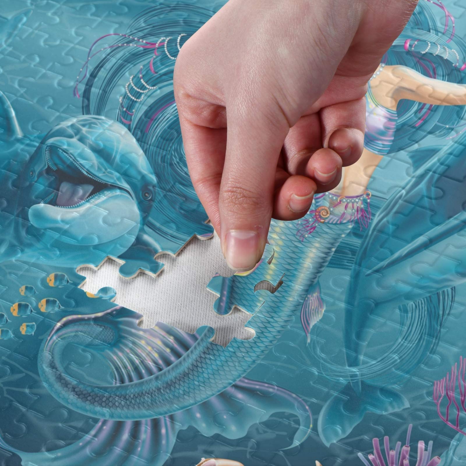 500-Piece Underwater World Jigsaw Puzzle with Mermaids & Dolphins - Fun Challenge Game for Kids & Adults | Colorful Ocean-Themed Puzzle for Family Game Night & Classroom Activities