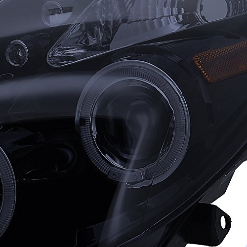 Spec-D Tuning LED Halo Glossy Piano Black Projector Headlights for 2006-2008 Toyota Yaris Hatchback - Left & Right Pair Headlamp Assembly - Enhanced Night Visibility & Stylish Upgrade for Daily Driving & Car Shows