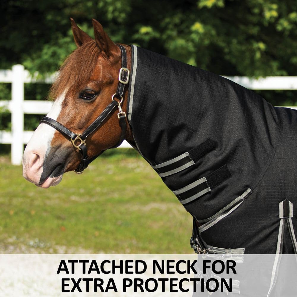 Blizzard II Horse Turnout Blanket - Waterproof Winter Horse Blanket with Attached Neck & European Surcingle Design | Ideal for Cold Weather Riding, Stable Use & Outdoor Turnout