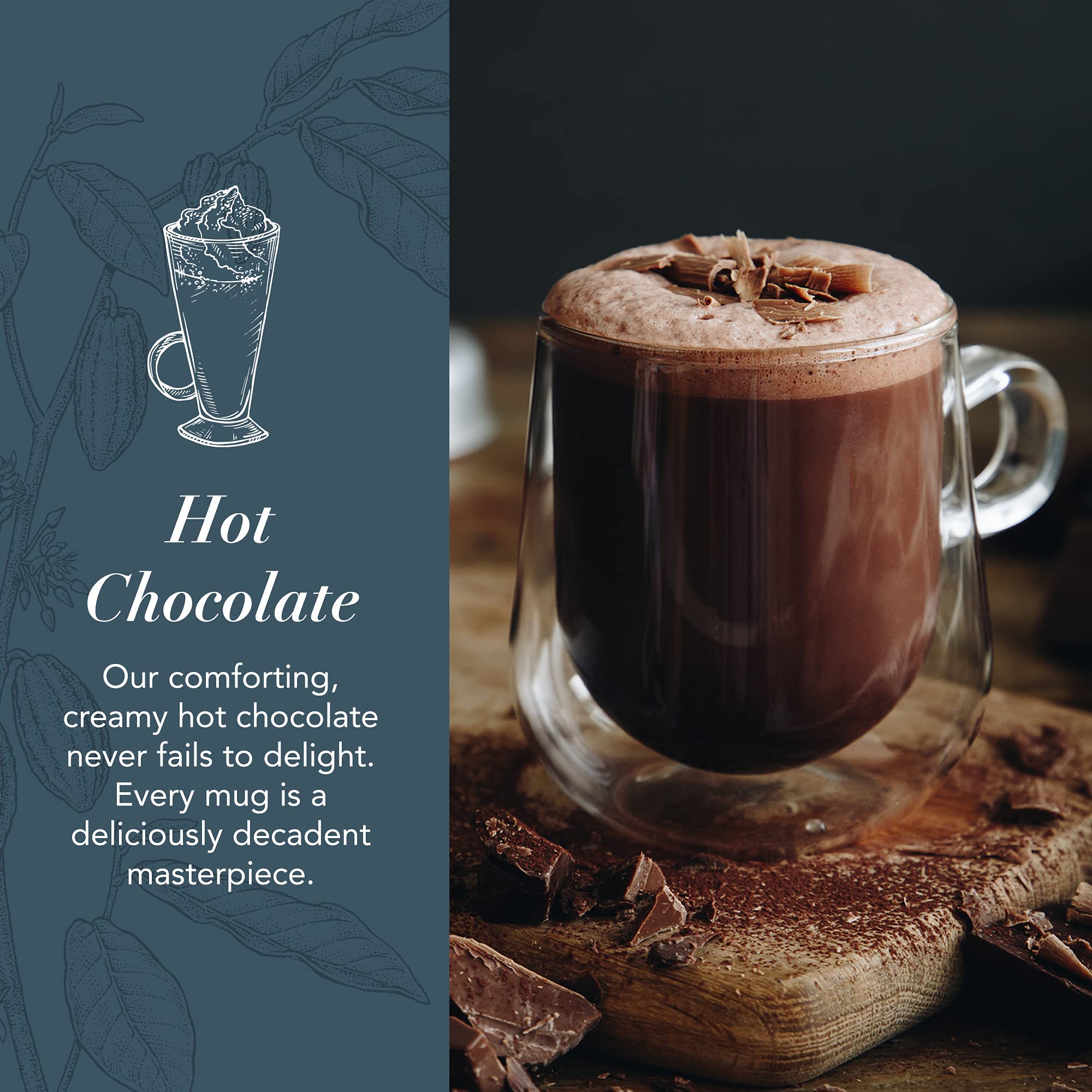 Whittard of Chelsea Luxury Milk Chocolate Hot Cocoa Mix - Vegetarian & Vegan Friendly Baking Cocoa Powder (350g, 1 Count) - Perfect for Winter Warm Drinks, Dessert Recipes & Gift Giving