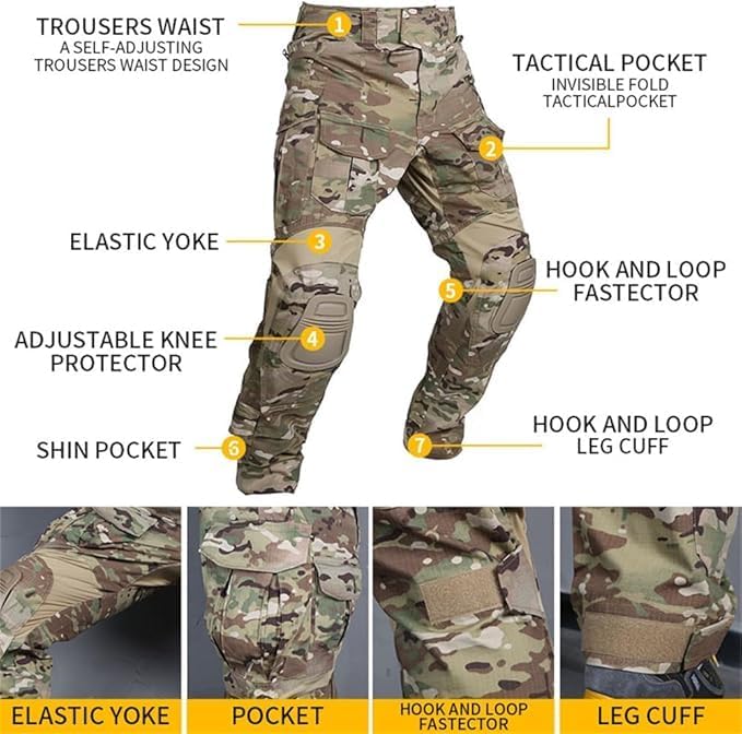 EMERSONGEAR Gen3 Paintball Pants with Knee Pads - Tactical Combat Trousers for Airsoft, Army & BDU | Durable Outdoor Sports Gear for Paintball, Airsoft & Military Training