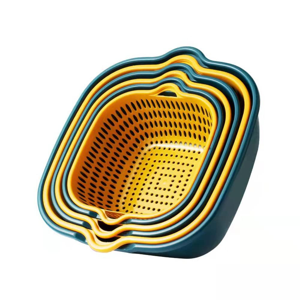 6-Piece Multi-Layer Vegetable and Fruit Washing Basket Set - Kitchen Sink Colander for Soaking, Washing and Storing Produce - Perfect for Meal Prep, Salad Making and Organizing Fresh Fruits & Vegetables