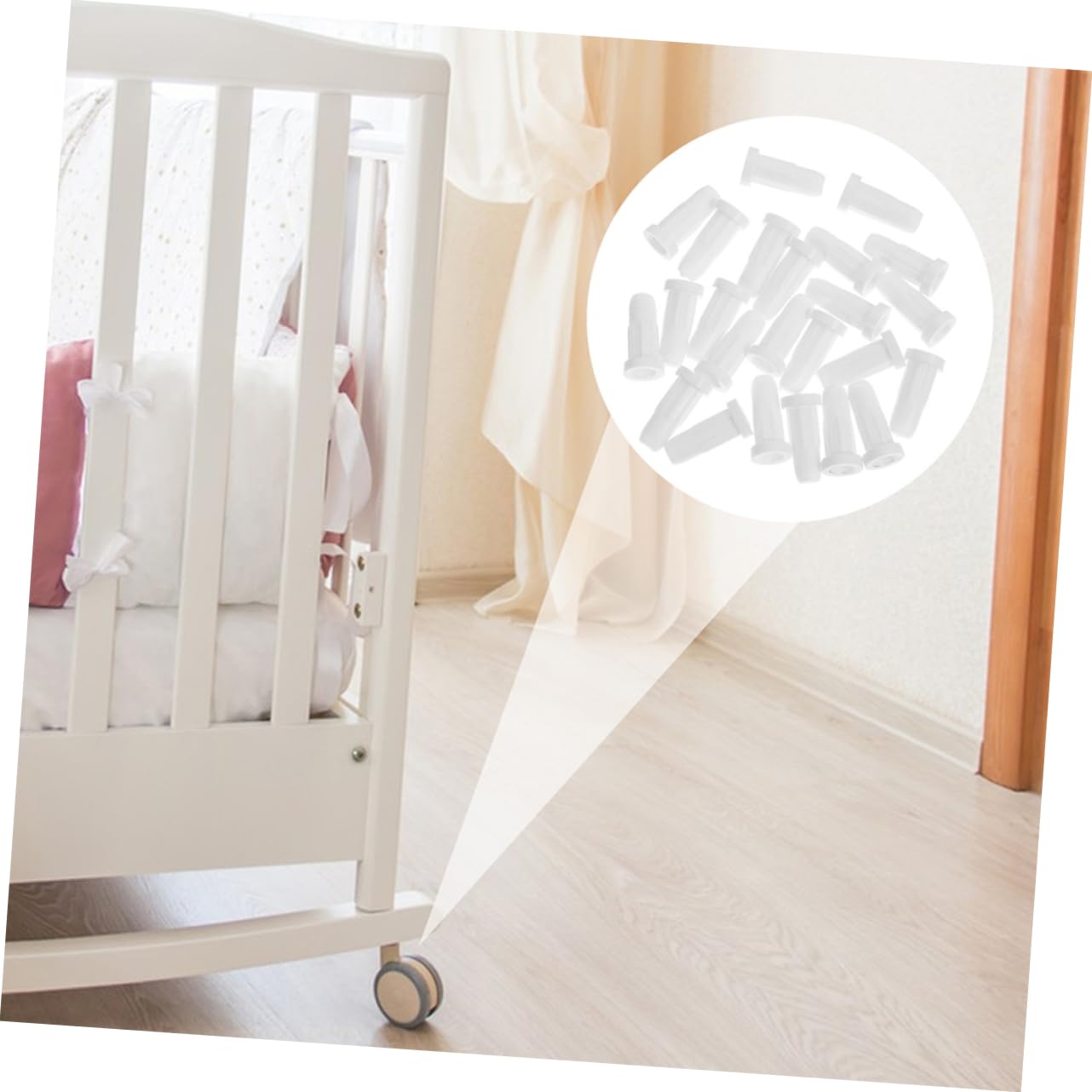 Vaguelly 40-Piece Plastic Crib Leg Wheel Caster Cups - Non-Slip Furniture Mat Protectors for Hardwood Floors - Perfect for Baby Cribs, Office Chairs & Rolling Furniture
