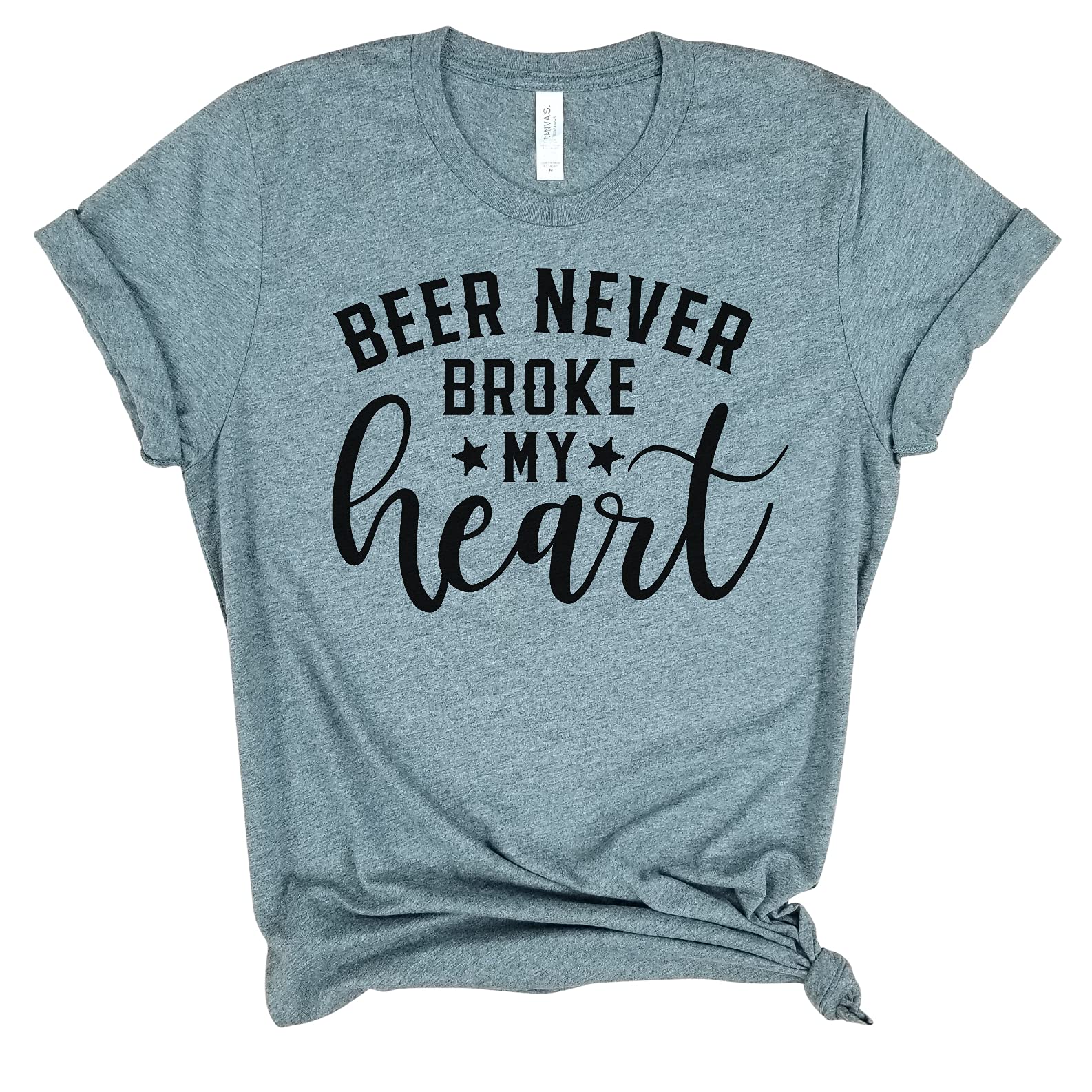 Beer Never Broke My Heart Country Shirt | Funny Beer Lover & Southern Style T-Shirt for Women | Perfect for Valentine's Day, Girls Night Out & Country Concerts