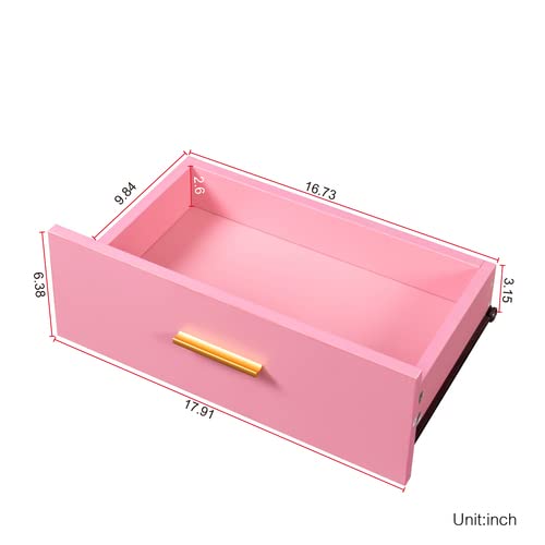 Wall Mounted Hair Styling Station - Professional Barber Salon Equipment Set with Floating Vanity Makeup Table, 2 Drawers & Multi-Layer Storage Cabinet (Pink) - Perfect for Home Salons, Spa Rooms & Beauty Studios