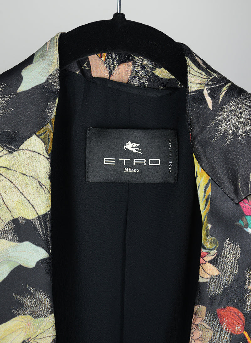 Etro Black Floral Print Jacket - Size 38 | Elegant Women's Blazer for Office, Party & Special Occasions