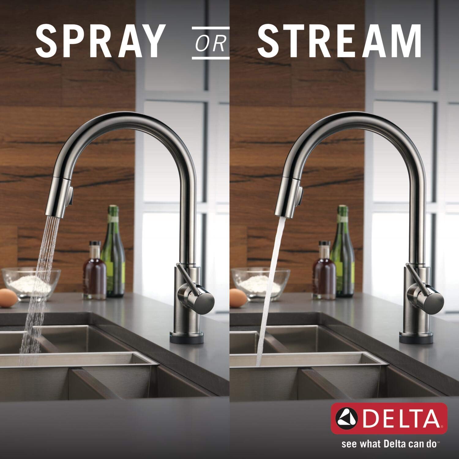 DELTA Trinsic Single-Handle Touch Kitchen Faucet with Pull Down Sprayer - Black Stainless Steel, Touch2O Technology, Magnetic Docking Spray Head & Built-In Soap Dispenser | Perfect for Modern Kitchens, Food Prep & Dishwashing
