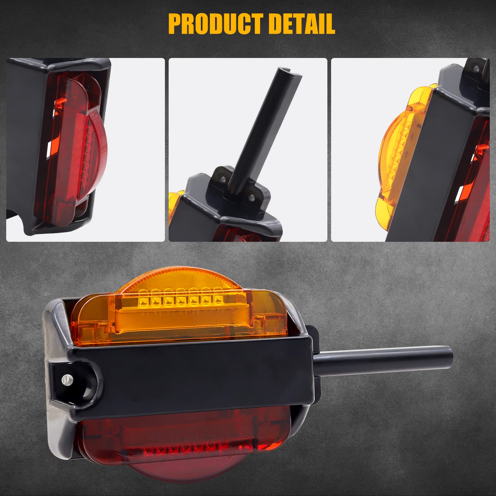 2PCS 14 LED Trailer Lights - Red & Amber Dual Face Truck Clearance Marker Lights with Brake, Stop, Turn Signal Indicators for Trailers, Lorries, Caravans, Vans & Tractors | Waterproof & Durable for Night Driving & Heavy-Duty Use