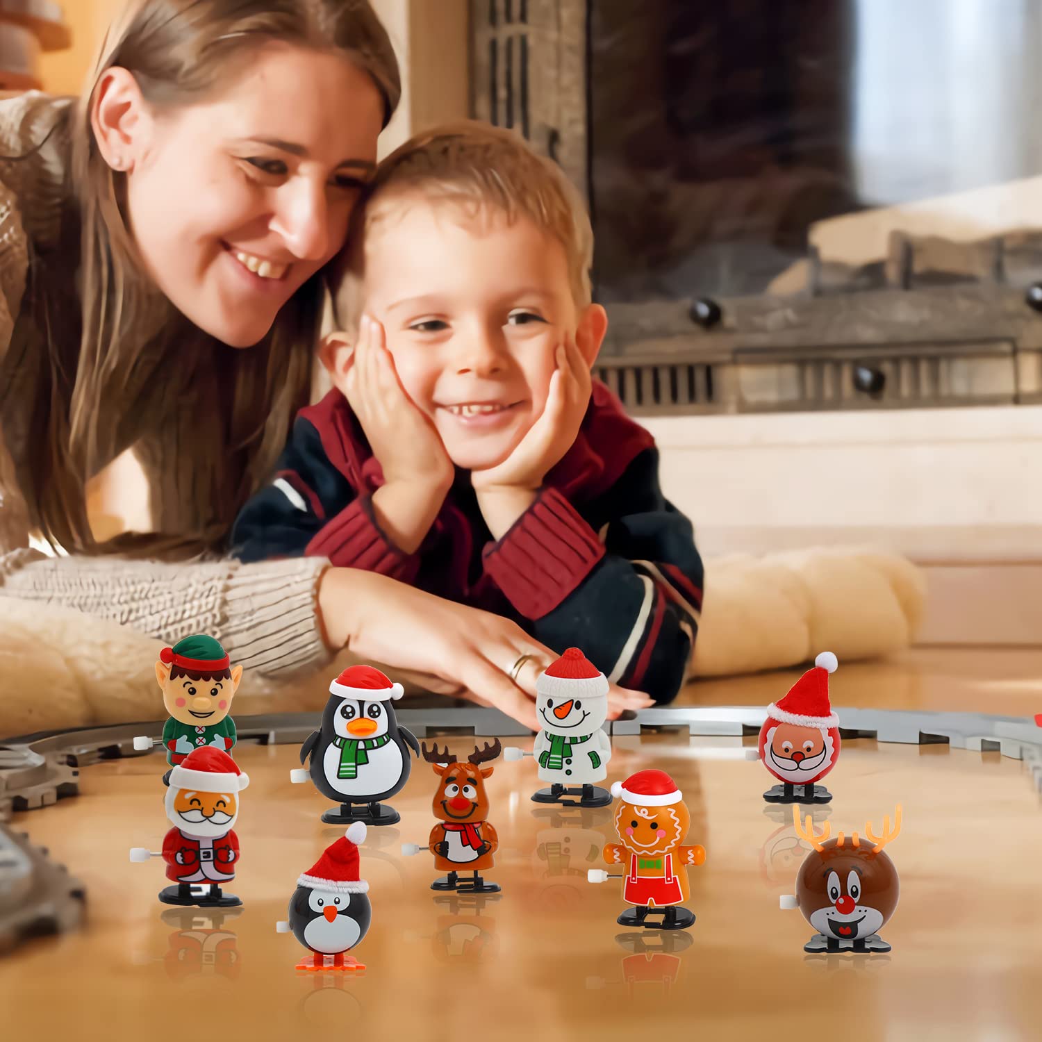 CCINEE 12 Pack Christmas Wind Up Toys - Assorted Clockwork Toys for Stocking Stuffers, Party Favors & Goody Bags | Fun Holiday Gifts for Kids, Classroom Prizes & Christmas Party Games