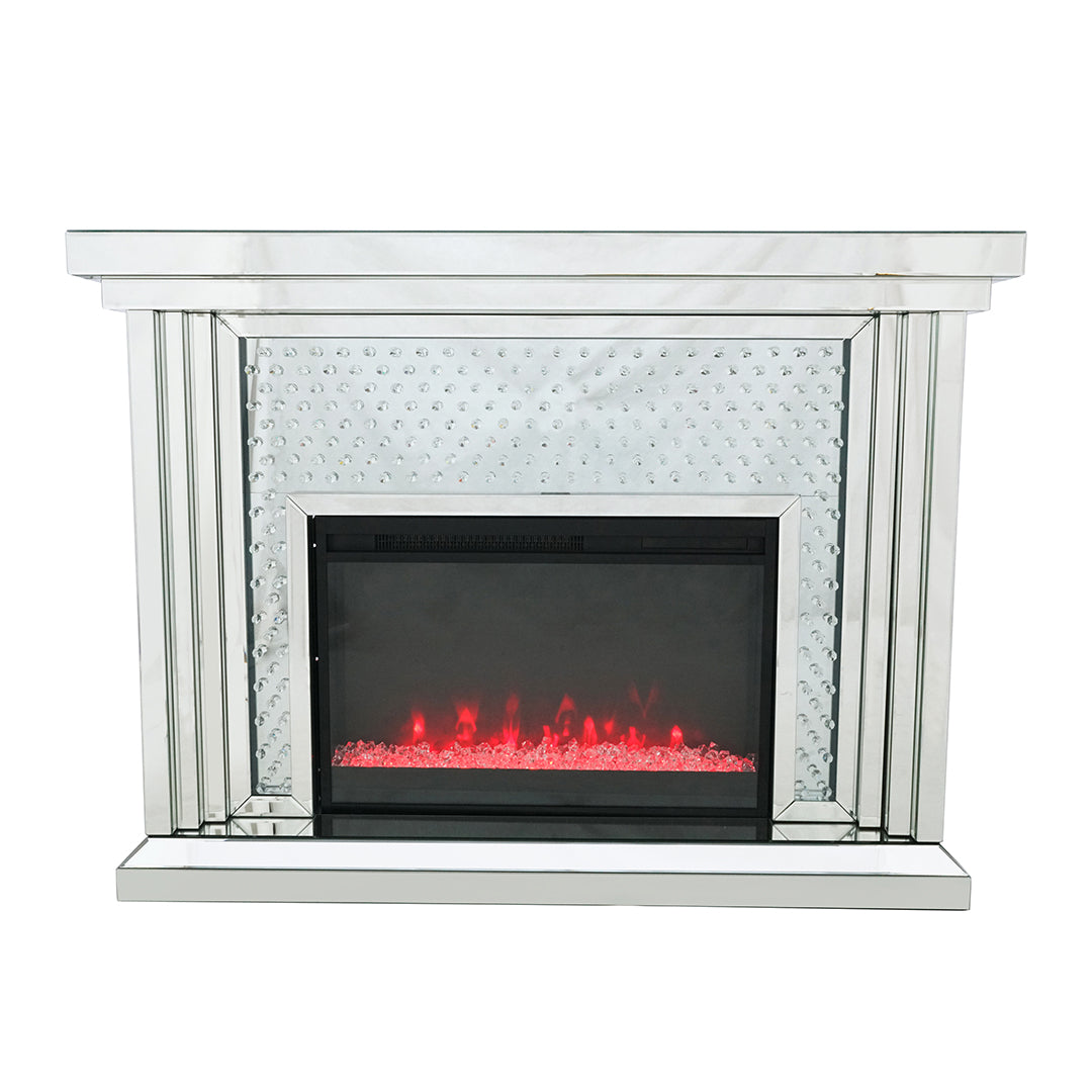 Modern Miami Style Mirrored Fireplace - Elegant Decorative Accent for Living Room, Bedroom & Luxury Home Decor