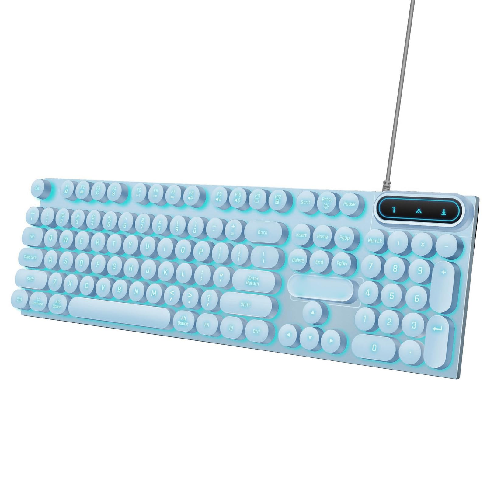 Mechanical Gaming Keyboard with USB Wired Connection, 104 Round Keys, RGB Backlit, Adjustable Ergonomic Feet & Multimedia Keys - Perfect for PC Gaming, Office Work & Typing