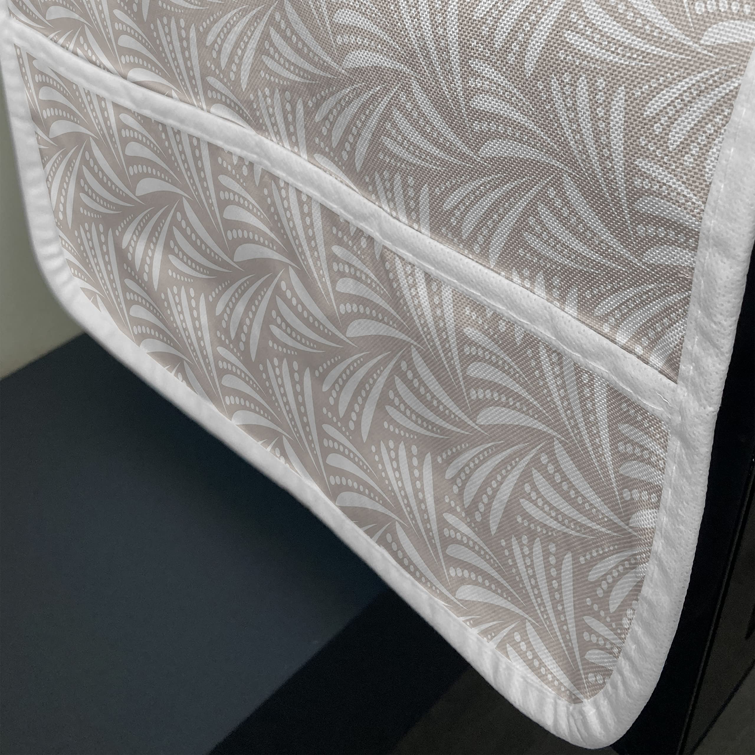 Ambesonne Art Deco Microwave Cover, Damask Geometric Seashell Wavy Stripes & Dots, Waterproof Kitchen Organizer with Pockets, 36x12 Inches, Dust White | Microwave Protector for Modern & Vintage Kitchens