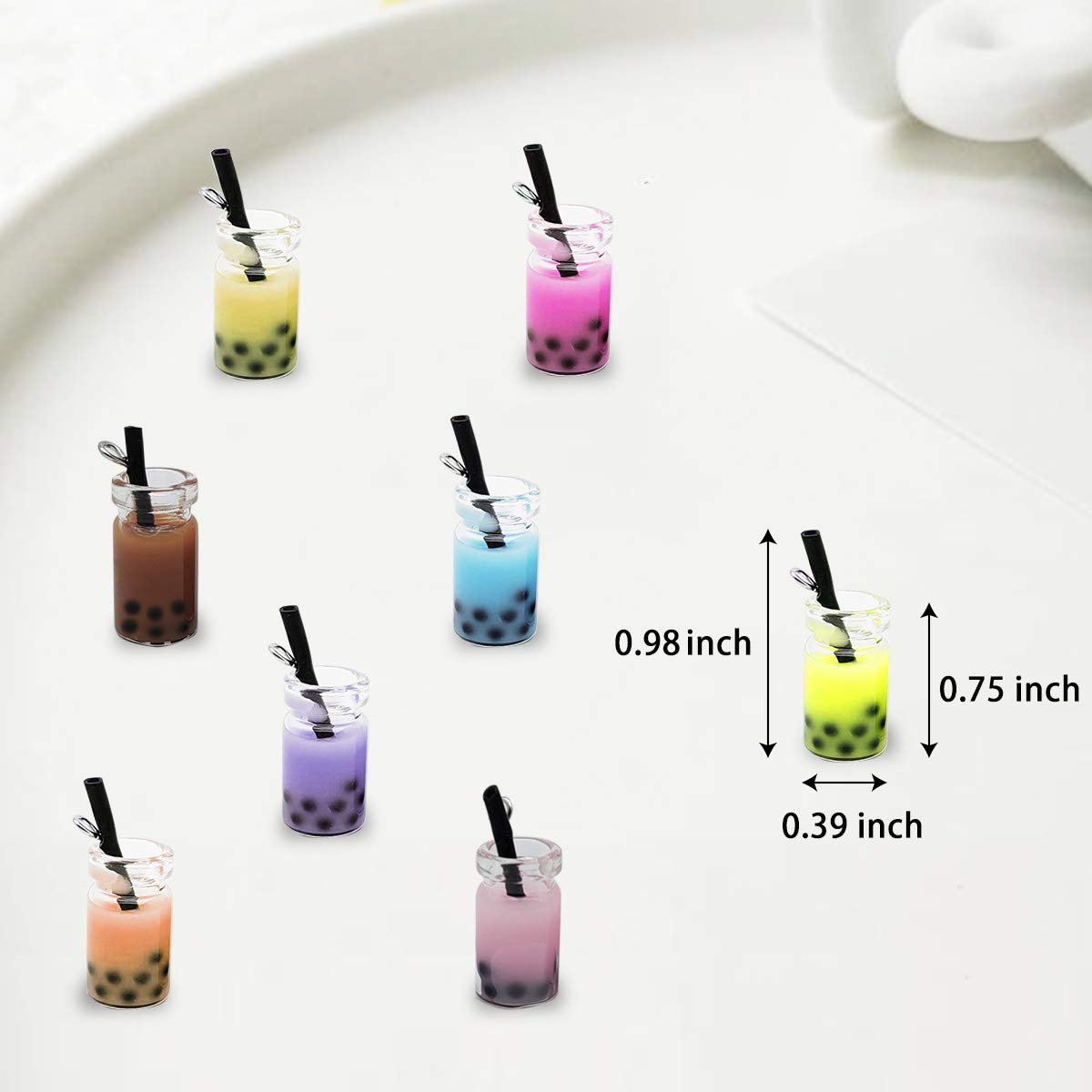 24 Pcs Mini Boba Tea Charms - Cute Milk Tea Bottle Pendants for DIY Crafts, Keychains, Bag & Jewelry Making - Perfect for Scrapbooking, Gifts & Kawaii Decorations