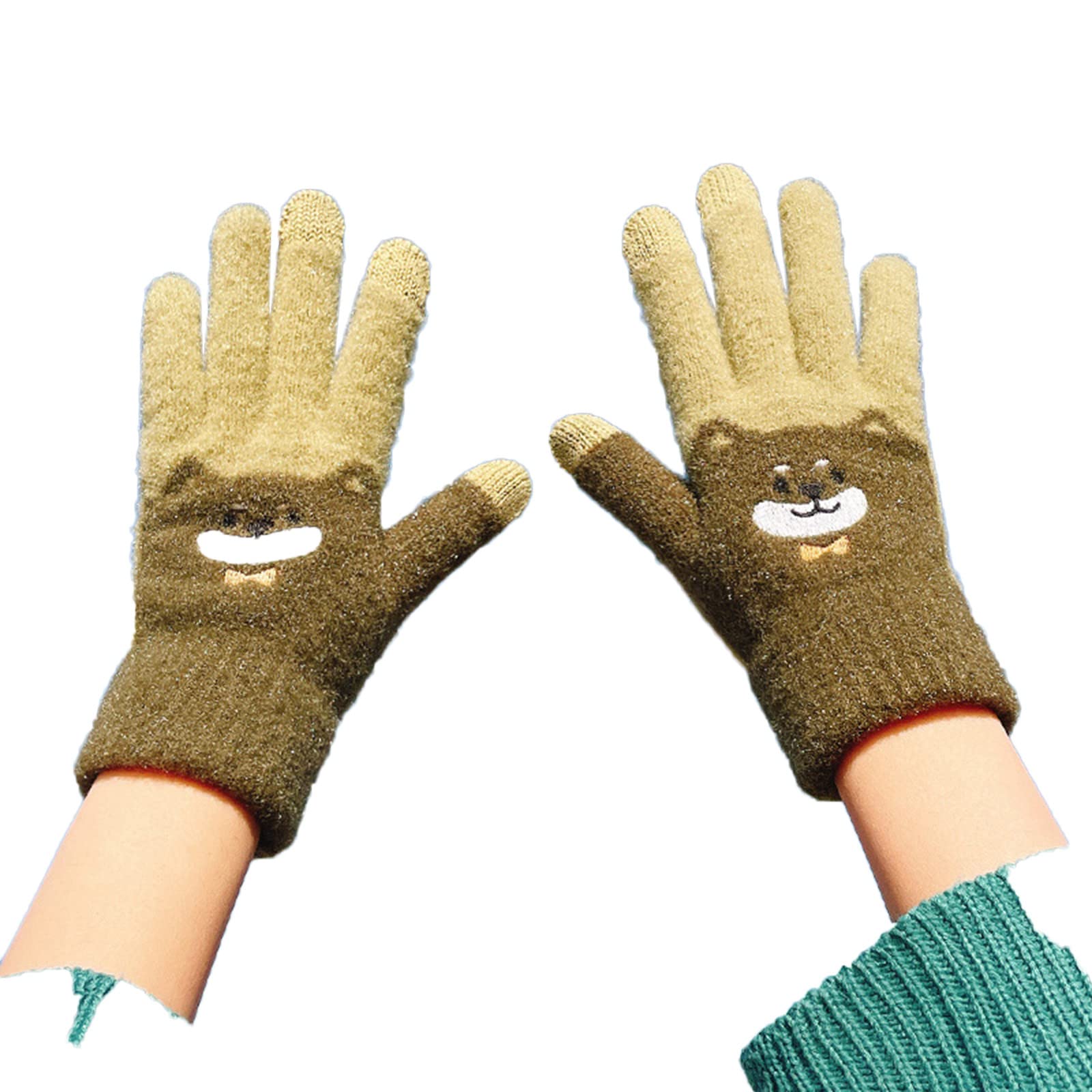 Women's Winter Thermal Touchscreen Gloves - Thick Fleece Lined Knitted Gloves with Striped Design for Ladies | Perfect for Outdoor Activities, Skiing, and Cold Weather Protection