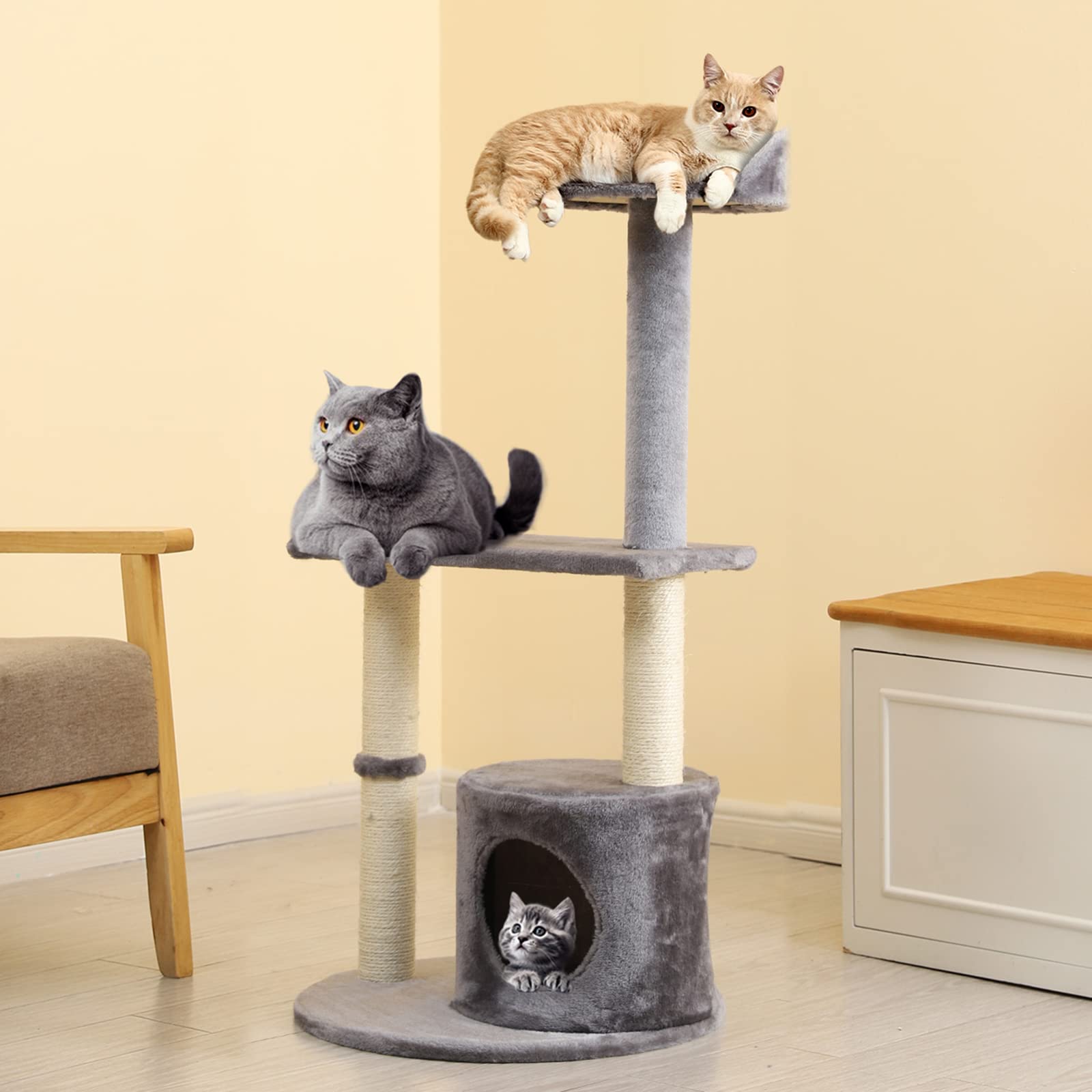 Premium Multi-Level Cat Tree with Sisal Scratching Posts & Fun Toys - Indoor Cat Tower Condo for Large Cats - Durable Cat Furniture Activity Center for Play, Rest & Climbing - Perfect for Apartments & Home Decor