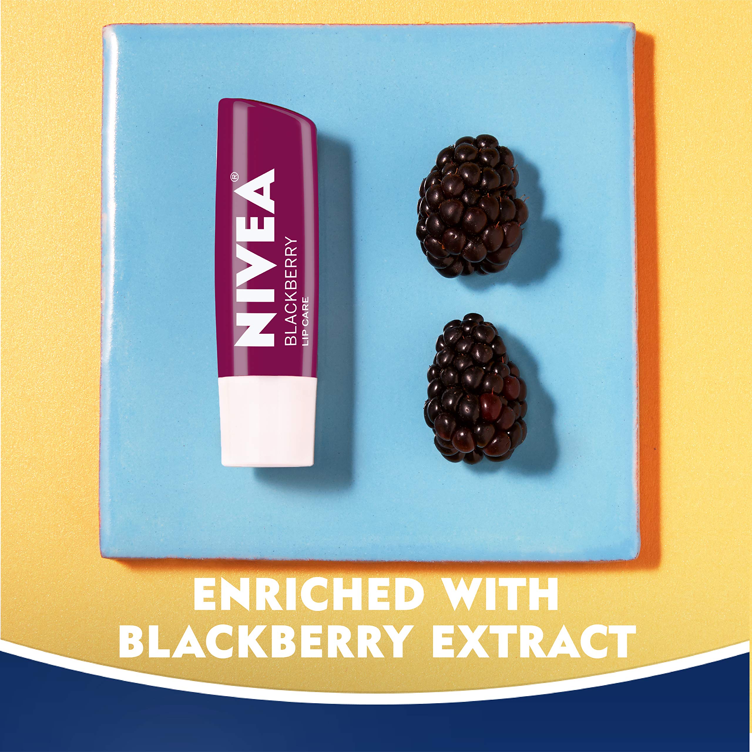 NIVEA Blackberry Tinted Lip Balm Stick with Shea Butter & Jojoba Oil - 4 Pack (0.17 Oz Each) - Moisturizing & Nourishing Lip Care for Dry Lips - Perfect for Daily Use, Work, School & Outdoor Activities