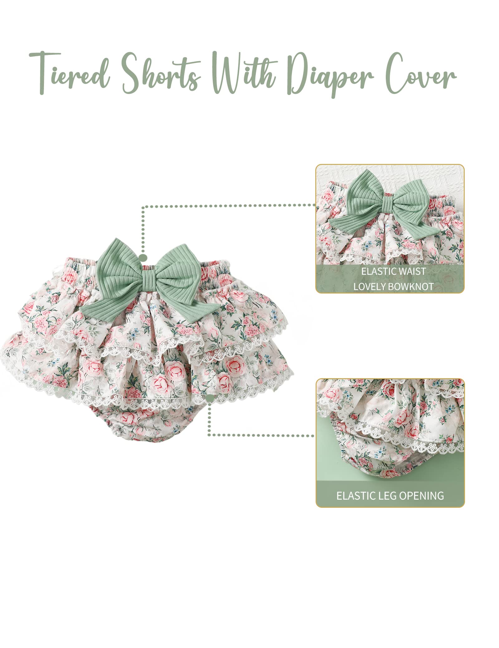 Kucnuzki Newborn Baby Girl Clothes - Floral Ruffle Romper & Shorts Set | Cute Summer Outfit for Infant Girls | Perfect Gift for Baby Showers & Photoshoots