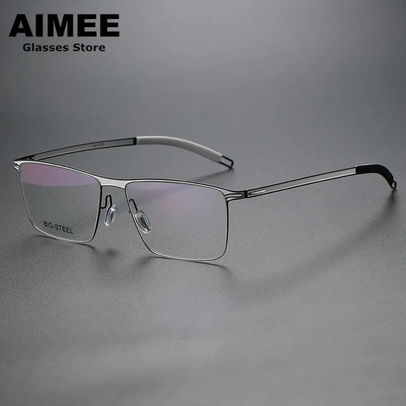 Aimee Unisex Full Rim Square Screwless Titanium Acetate Eyeglasses 22261 - Lightweight Durable Frame for Reading, Working & Daily Wear