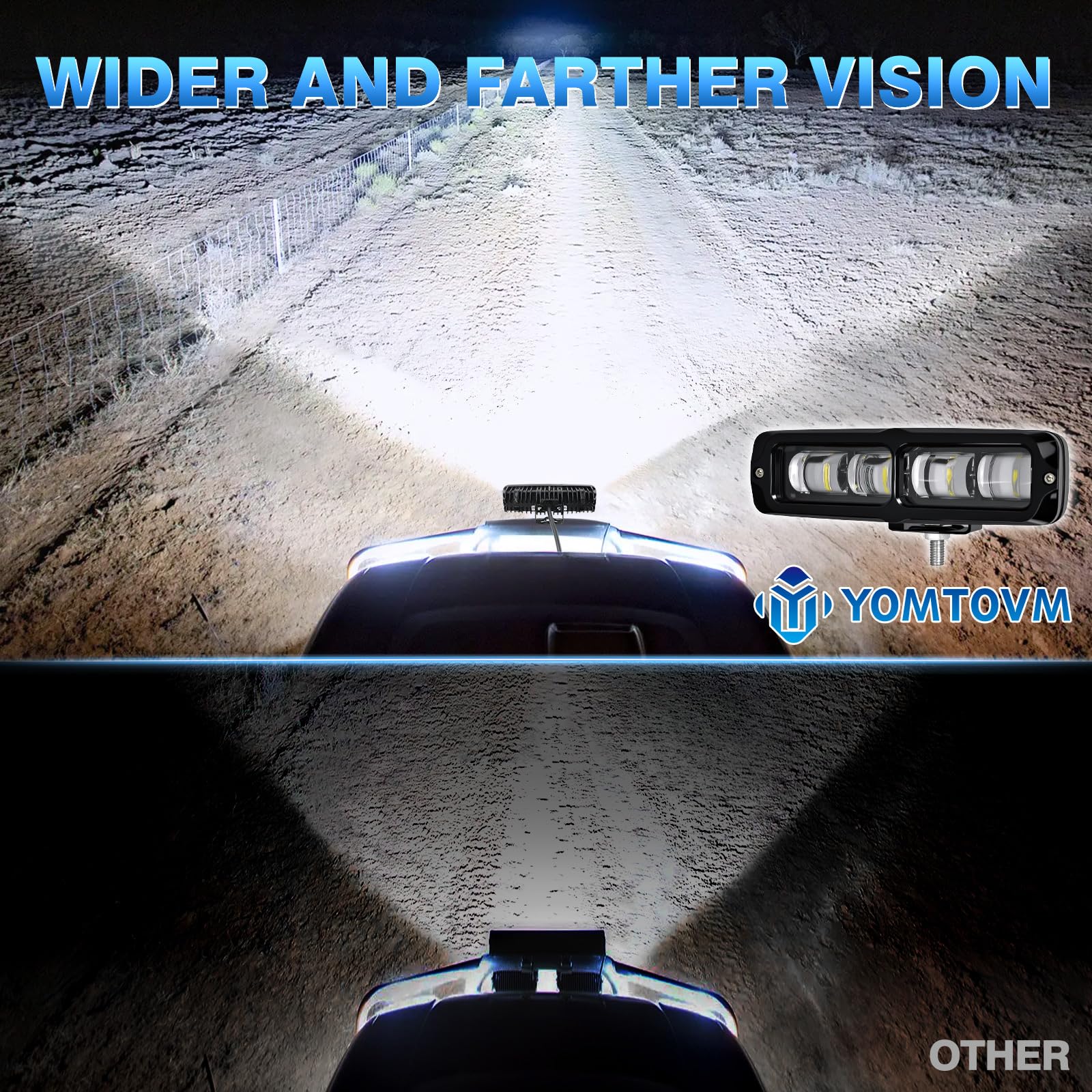 2PCS 6 Inch LED Light Bar 80W 8000LM Waterproof Off-Road Fog Lights - Flush Mount Driving Work Light for Truck, SUV, ATV, Boat, Motorcycle - Perfect for Night Off-Roading, Camping & Emergency Lighting