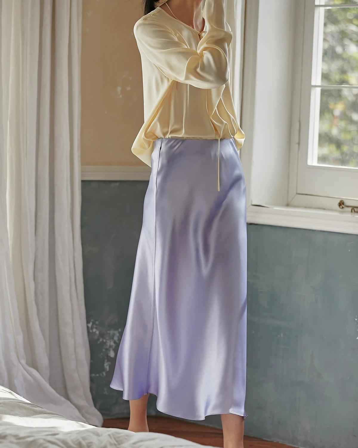 22 Momme Silk Maxi Skirt for Women - Elegant Long Flowy Skirt with High Quality Mulberry Silk - Perfect for Weddings, Parties & Summer Outfits