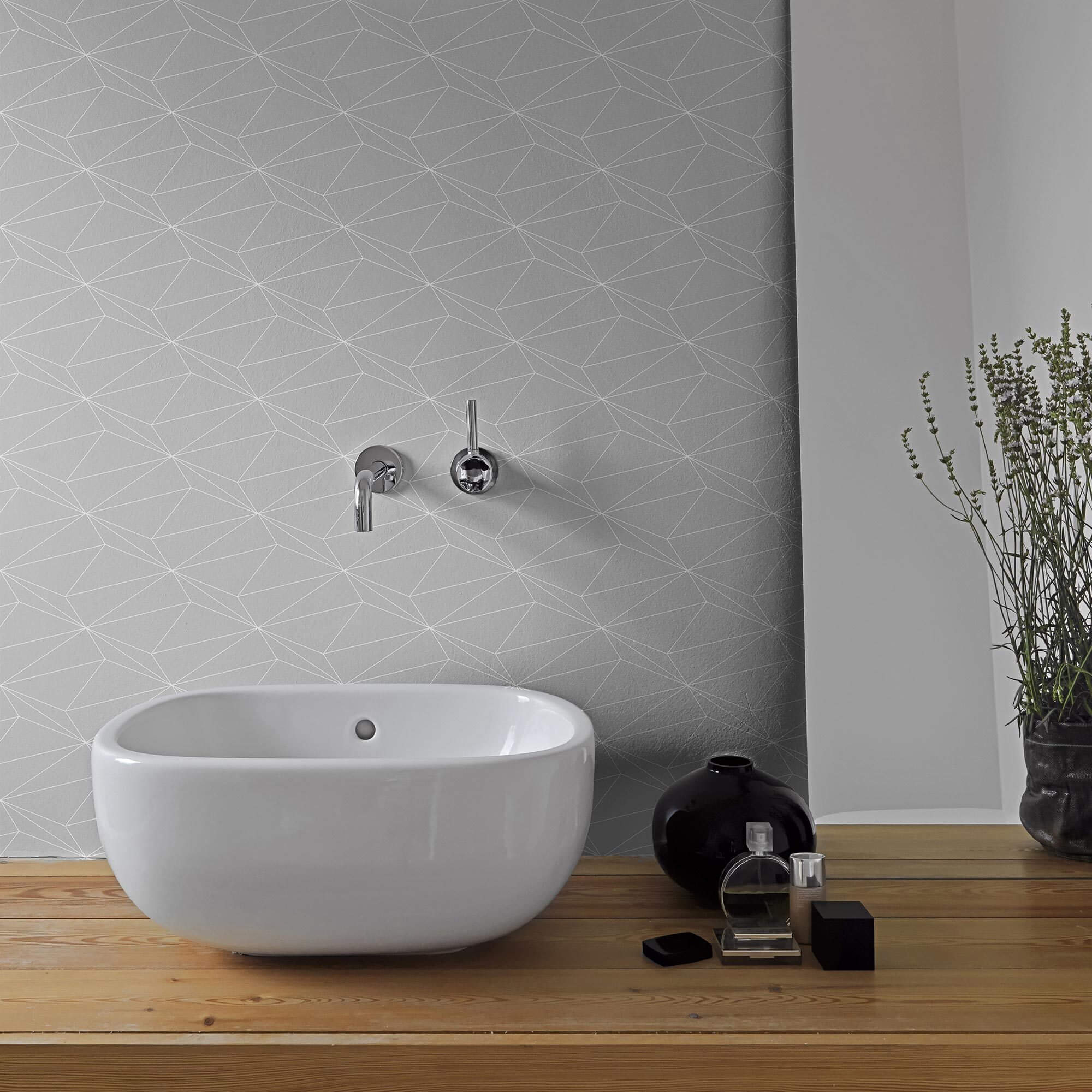 Gray and White Triangles Peel and Stick Removable Wallpaper - Self-Adhesive Geometric Wall Decor for Bedroom, Living Room, Nursery & Office - Easy to Apply & Remove
