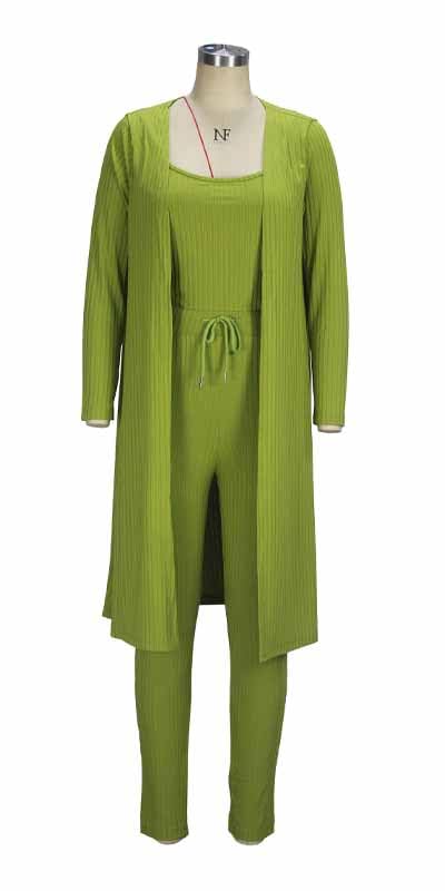 BDAILKA Women's 3 Piece Lounge Set - Soft Ribbed Long Sleeve Cardigan, Halter Top & Drawstring Pants - Comfy Casual Outfit for Home, Yoga & Relaxation