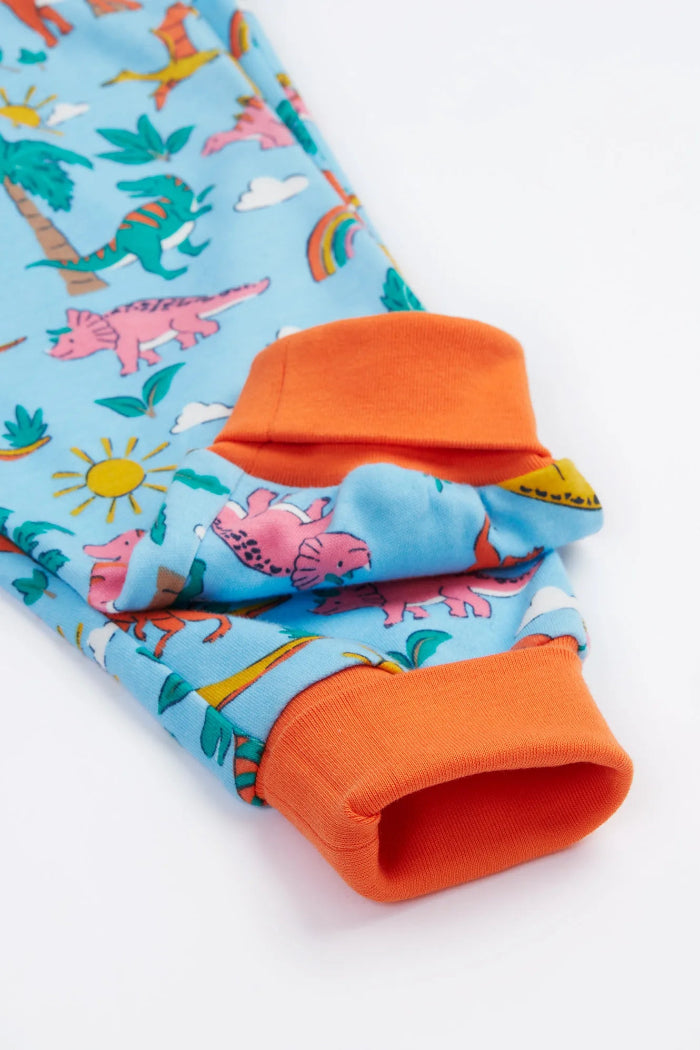 Parsnip Dungarees - Bluebird Dinoland Print Overalls for Women | Trendy Dinosaur Pattern Jumpsuit for Casual Wear, Outdoor Adventures & Themed Parties