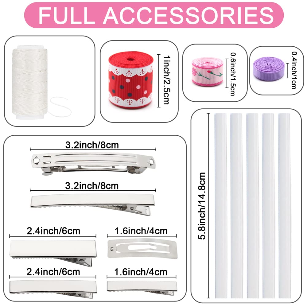 ANYUYAA Leather Hair Bow Making Kit - 28 Grosgrain Ribbons, 5 Glue Sticks, 36 Hair Clips & Hot Melt Glue Gun for DIY Hair Accessories, Gift Wrapping, Party Favors and Craft Projects