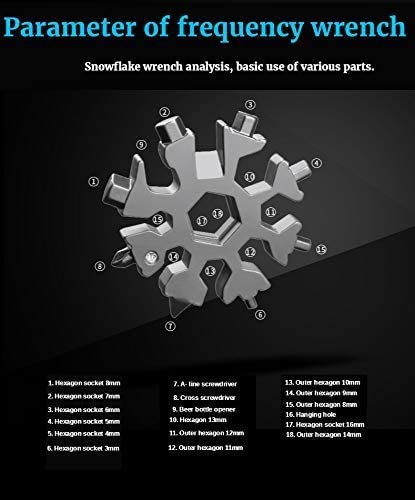 19-in-1 Snowflake Multi-Tool Screwdriver Set - Stainless Steel Compact Wrench Kit with Bottle Opener, Flat & Phillips Screwdrivers, Keychain Gadget - Perfect for Camping, Hiking, DIY Repairs & Christmas Gifts (Multi-color)
