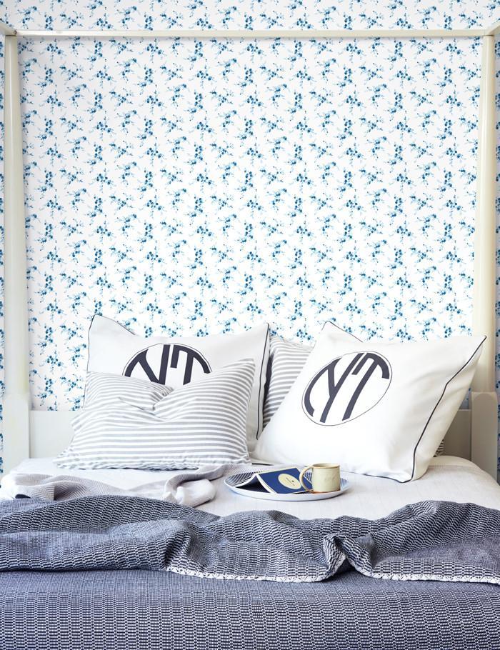 Jolene Blue Peel and Stick Wallpaper by Wallshoppe - Self-Adhesive Removable Wallpaper for Bedroom, Living Room & Home Decor