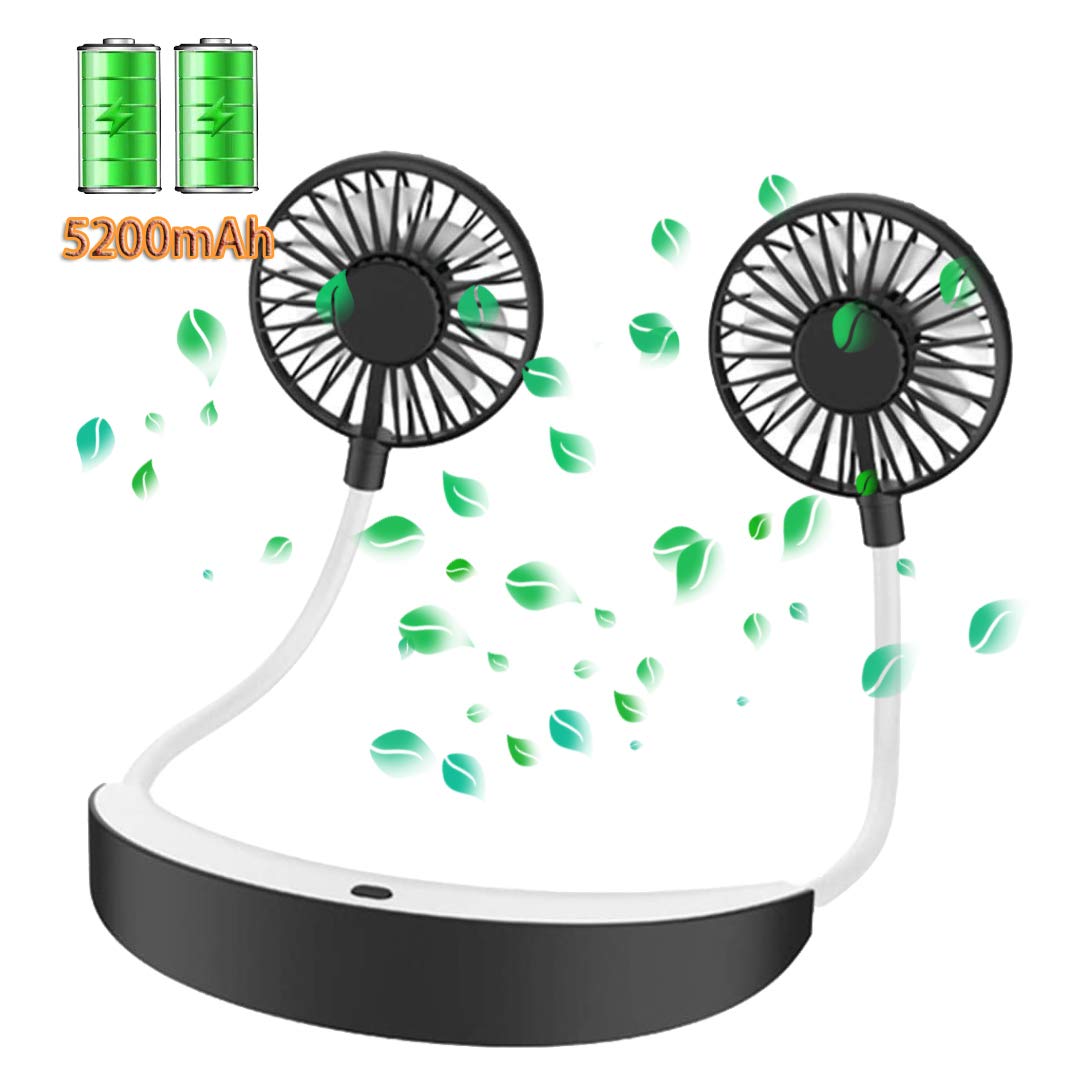 LANANI Grey Personal Cooling Neck Fan - 360° Adjustable Hands-Free Mini Fan with 4 Speeds & USB Rechargeable - Perfect for Camping, Travel, Office, Home and Hot Summer Days (Stay Cool Anywhere!)