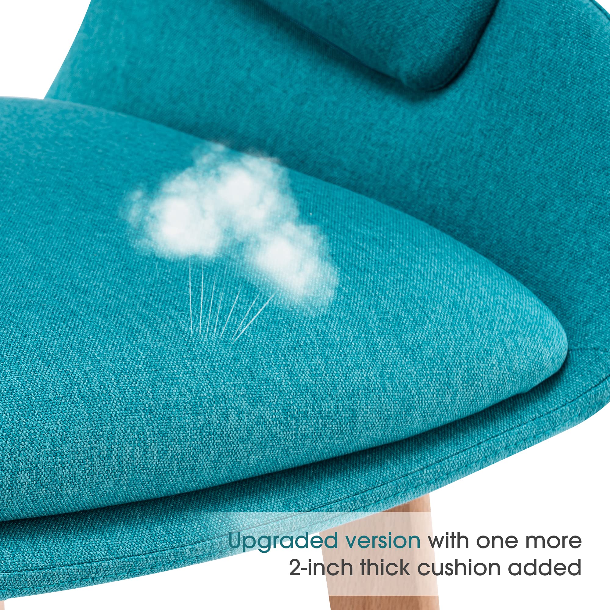 Mid-Century Modern Dining Chairs Set of 2 - Upholstered Accent Armchairs with Solid Wood Legs & Linen Fabric for Living Room, Dining Room, Guest Seating (Teal Blue with Cushions Included) - Perfect for Home Decor, Dinner Parties, and Cozy Reading Nooks