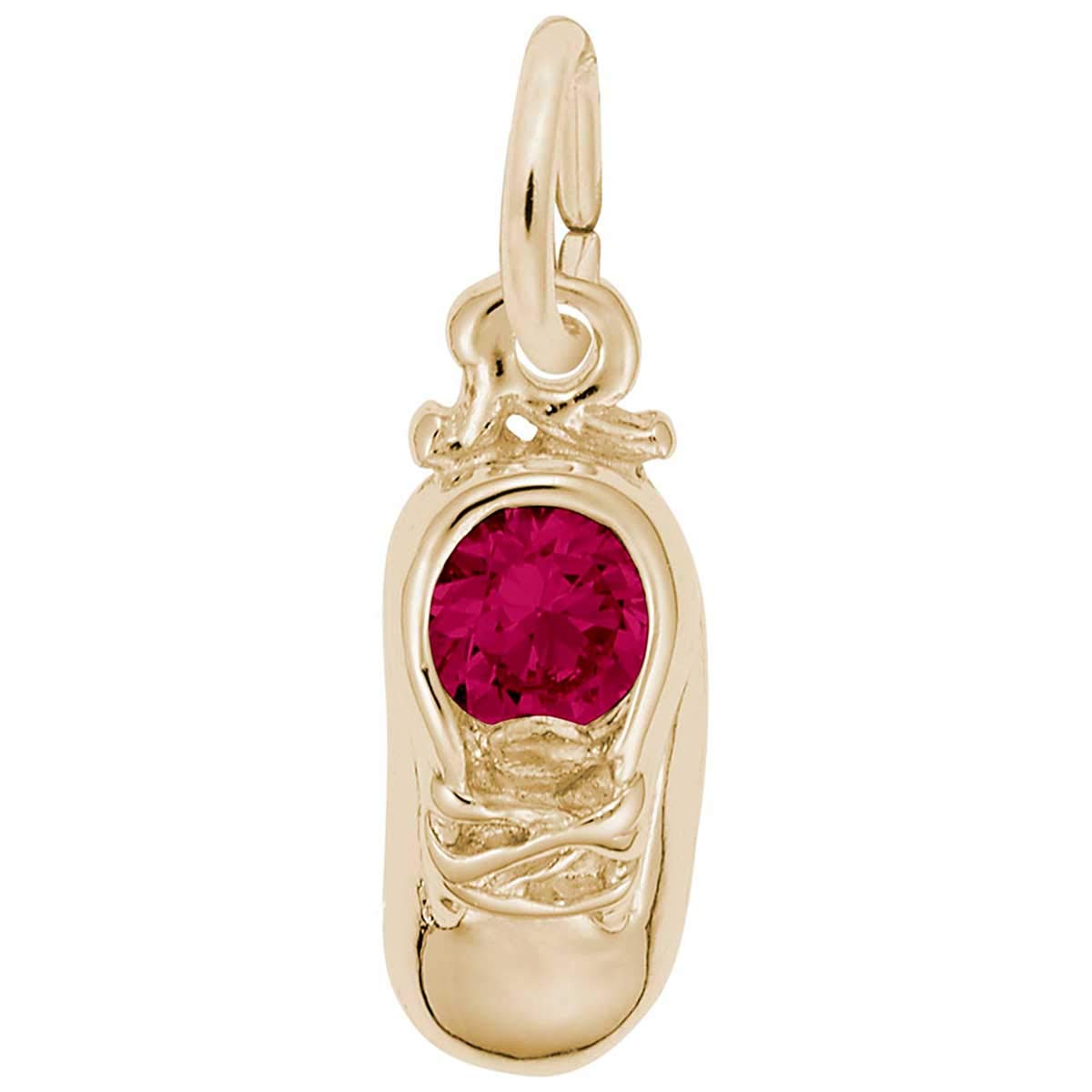 Rembrandt Charms Baby Shoe Charm with Simulated Ruby - Perfect for Baby Shower Gifts, Newborn Keepsakes & Jewelry Making Supplies