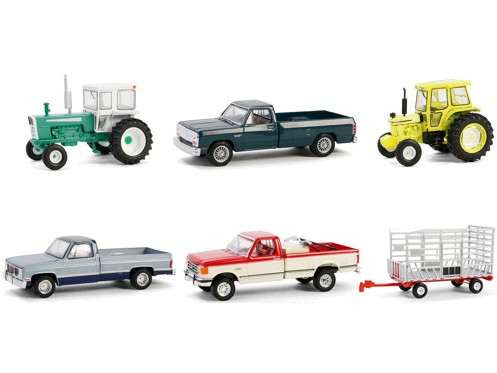 Greenlight 1/64 Scale Diecast Farm Series Set of 6 - Collectible Toy Tractors & Farm Vehicles for Display & Play - Perfect for Farm Toy Collections & Kids' Pretend Play