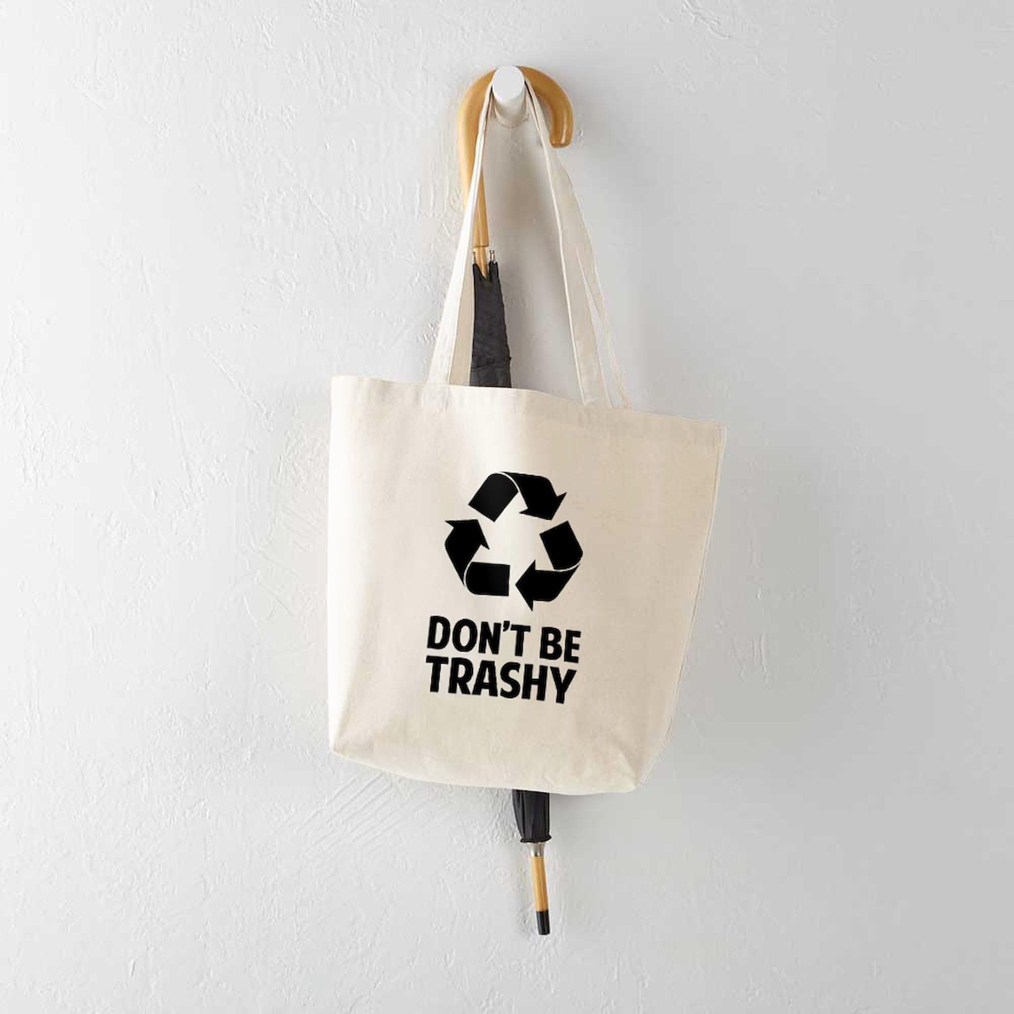 Eco-Friendly Don't Be Trashy Canvas Tote Bag - Reusable Natural Cotton Shopping Bag for Groceries, Beach & Daily Use