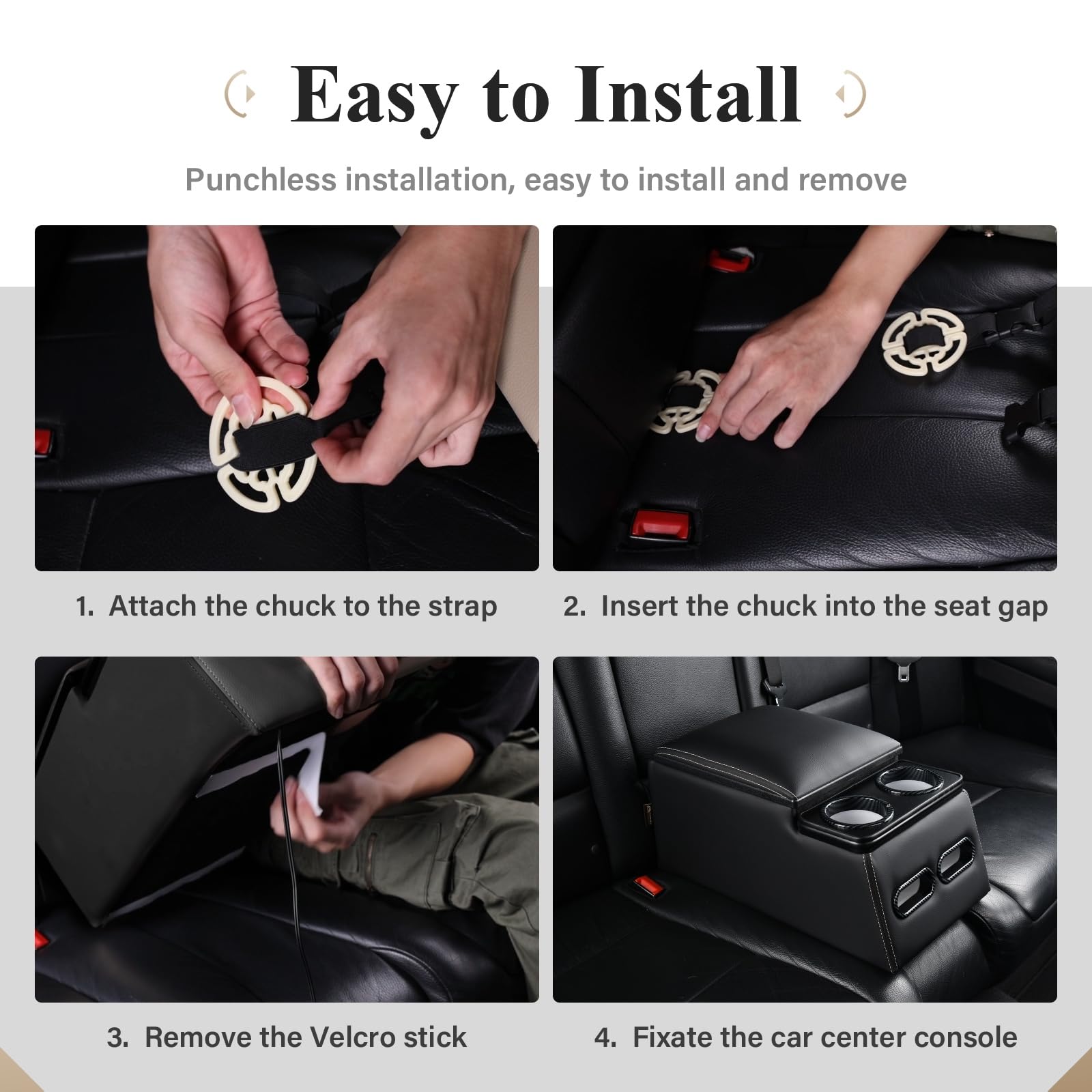 Universal Car Center Console Organizer - Rear Bench Seat Storage Box with Cup Holders & Large Compartment, Truck Seat Organizer for Cars, SUVs & Pickups | Perfect for Road Trips, Family Travel & Daily Commute (Black)