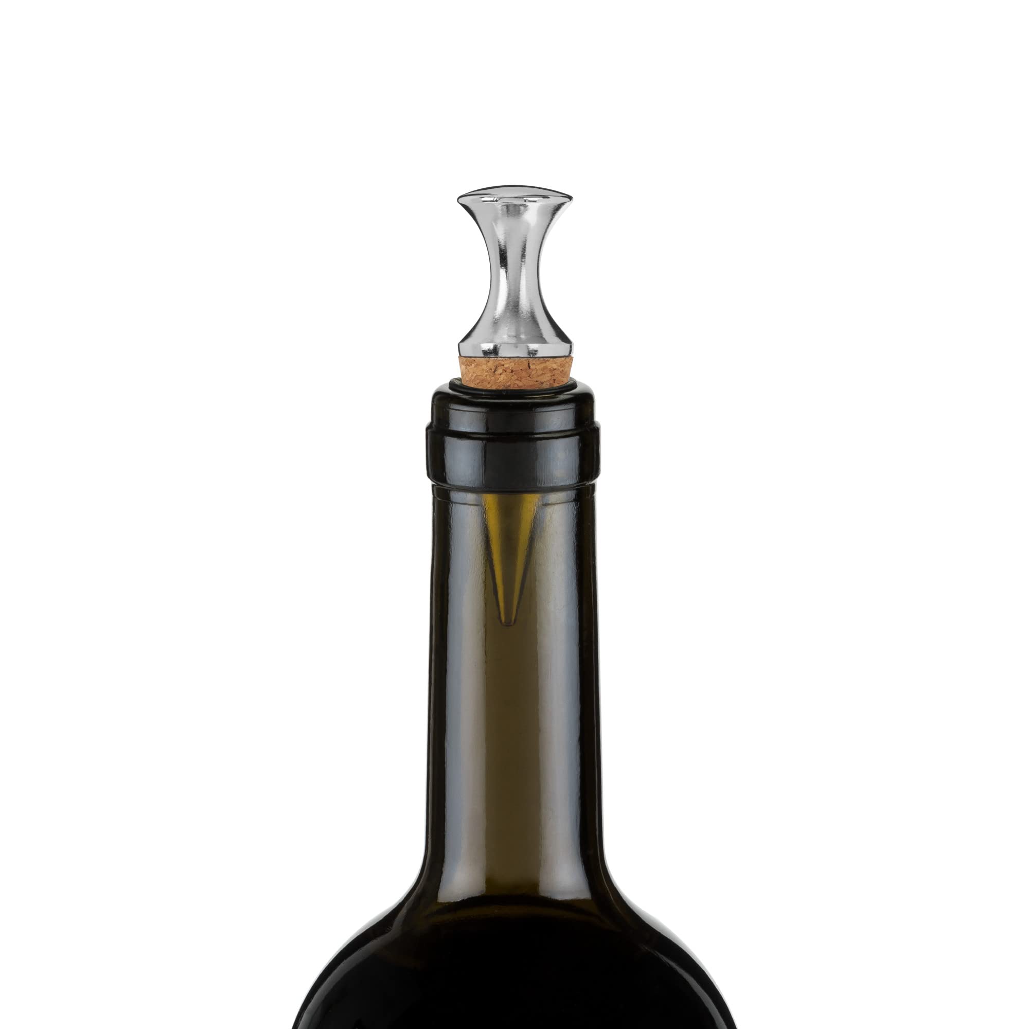 Premium Zinc Alloy Wine Stoppers with Natural Cork - Reusable Glass Bottle Stoppers for Wine Preservation - True Monarch Cork Wine Bottle Sealer (Set of 1) - Perfect for Home Bars, Wine Cellars & Dinner Parties